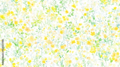 Fototapeta Naklejka Na Ścianę i Meble -  Watercolor yellow wildflowers meadow seamless pattern textile design