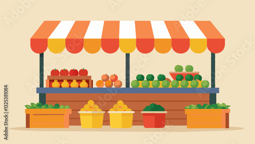 The stalls which were usually bursting with a variety of fruits now had large gaps and spaces highlighting the lack of demand.. Vector illustration