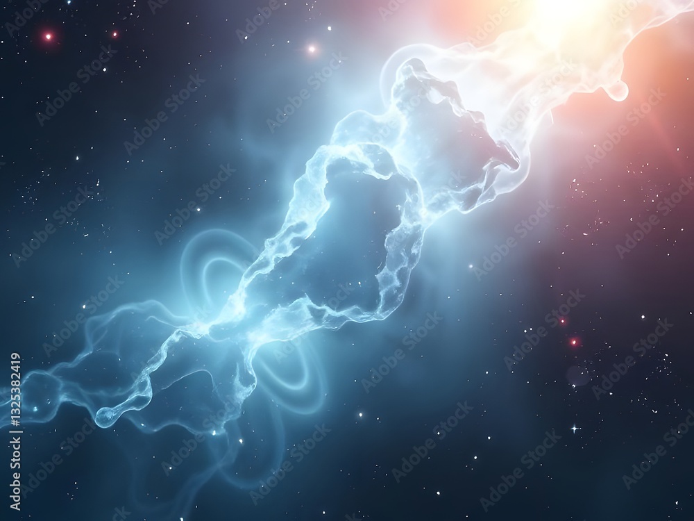 Obraz premium Abstract space scene with blue and orange nebula, stars, cosmos, galaxy background.