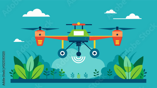 With advancements in technology these drones can now even be integrated with agricultural robots and robotic arms for even more precise and targeted spraying.. Vector illustration