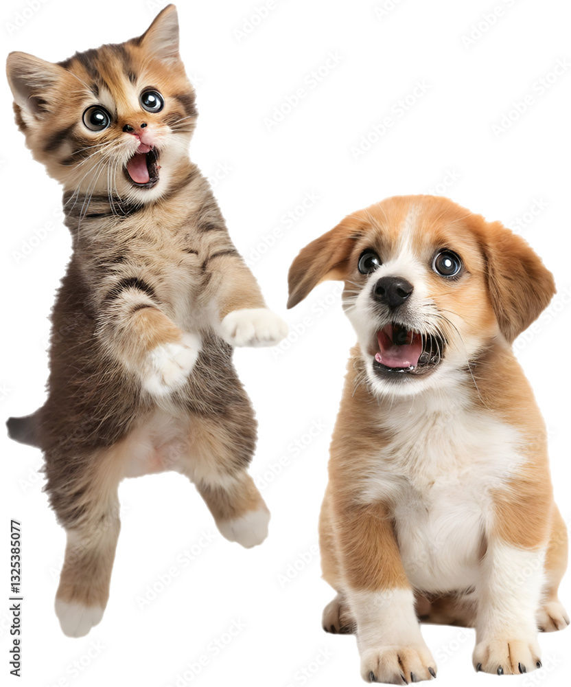 The cute kitten and puppy couple cartoon character showcases love, joy, and playful charm. The cute kitten and puppy couple cartoon character showcases love, joy, and playful charm.