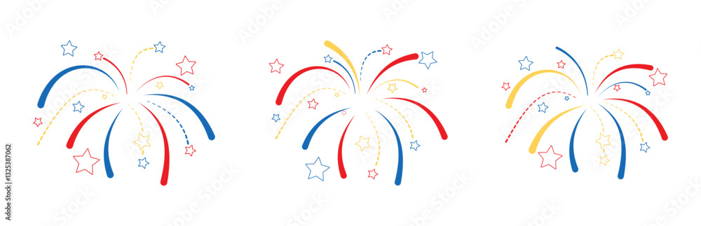 Obraz premium fireworks sparks flat vector design