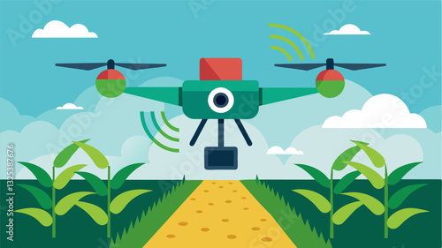 Using thermal imaging and crop health algorithms a smart drone is able to detect areas of low crop vigor allowing farmers to apply precise amounts of fertilizers and pesticides to. Vector illustration