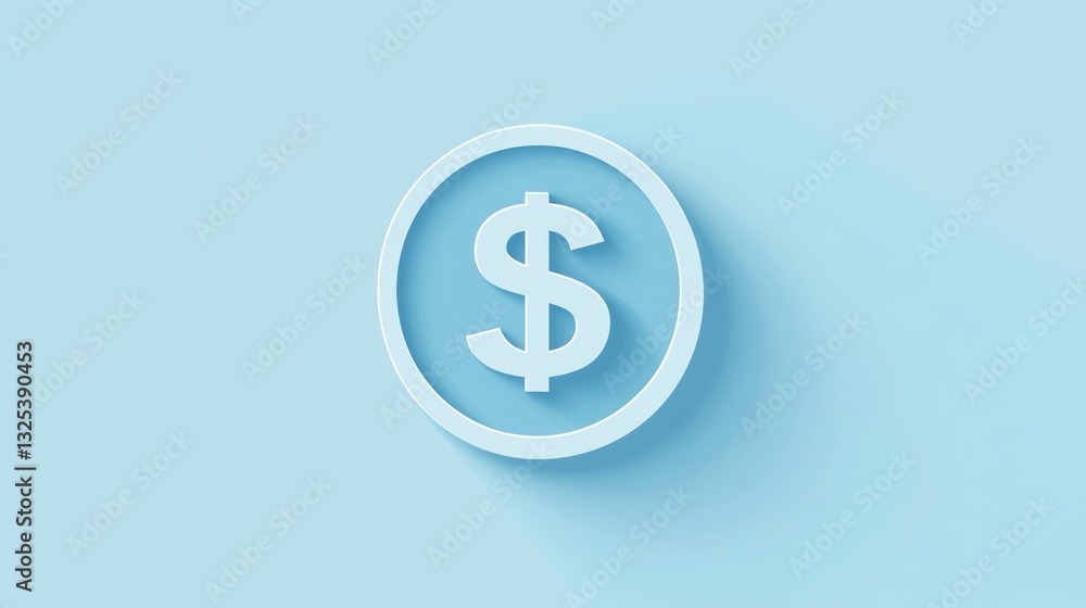 Minimalist Dollar Sign Icon on Soft Blue Background for Finance and Economy Concepts Minimalist Dollar Sign Icon on Soft Blue Background for Finance and Economy Concepts