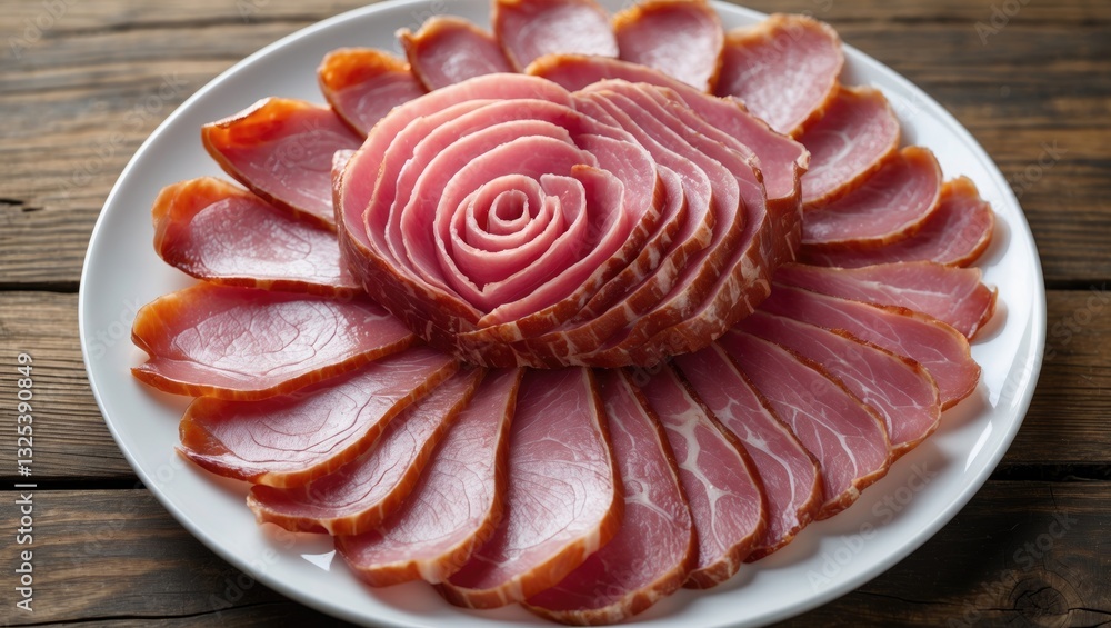 Sliced smoked pork loin, gastronomy Sliced smoked pork loin, gastronomy