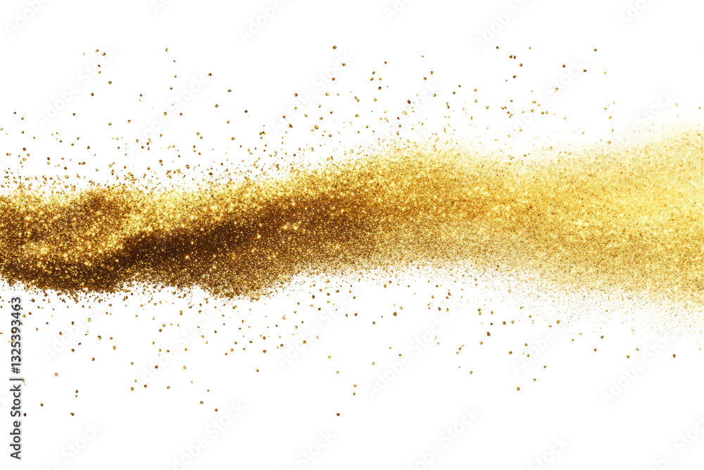 Fine shimmering gold dust scattered on transparent background Fine shimmering gold dust scattered on transparent background