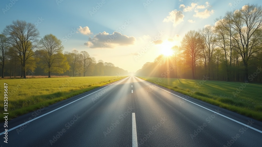 Fototapeta premium Straight highway road