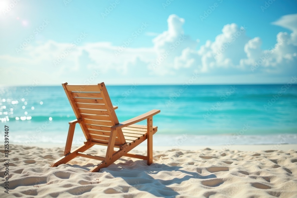 Wooden chair by the serene ocean during day Wooden chair by the serene ocean during day