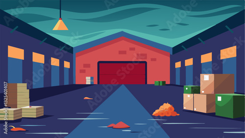 The vacant warehouse with its forlorn atmosphere served as a haunting reminder of the pressing issue of food scarcity.. Vector illustration