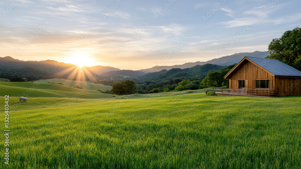 serene countryside farm stay with rustic wooden cabin and sunset view serene countryside farm stay with rustic wooden cabin and sunset view