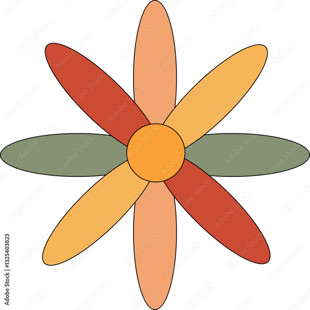 Psychedelic Retro Flower Rainbow Element Psychedelic Retro Flower Rainbow Element