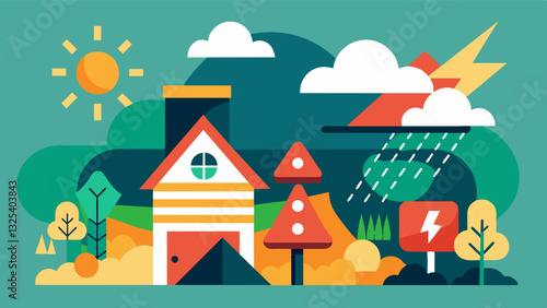 When a severe weather event is detected an alert is sent to all farmers in the surrounding area allowing them to take necessary precautions and protect their crops.. Vector illustration