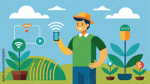 With IoTenabled crop health alerts farmers are able to make datadriven decisions for their crops increasing efficiency and productivity while reducing costs.. Vector illustration