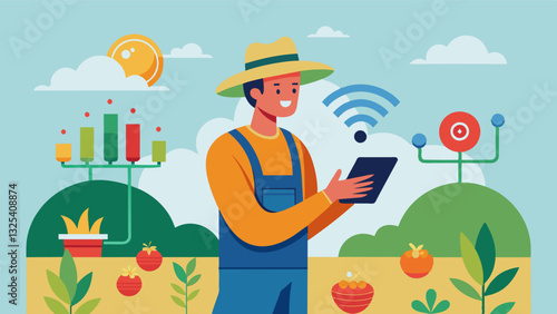 Through the use of AI farmers are able to remotely monitor their crops and receive realtime alerts about potential diseases allowing for quick and effective intervention.. Vector illustration