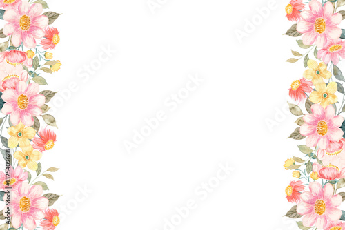 Wallpaper Mural Watercolor flowers background for design. Floral border frame card template. Torontodigital.ca