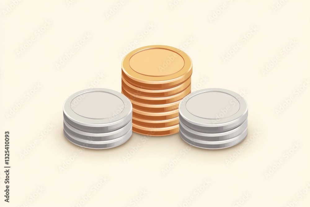 Stacks of Gold and Silver Coins Ideal for Finance Gaming and Economy Concepts Stacks of Gold and Silver Coins Ideal for Finance Gaming and Economy Concepts