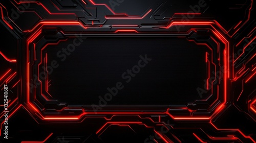 A sleek, futuristic digital background featuring dark tones with vibrant red circuit-like patterns.