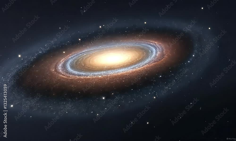 Spiral Galaxy in Deep Space: Brown Orange Blue Hues Spiral Galaxy in Deep Space: Brown Orange Blue Hues