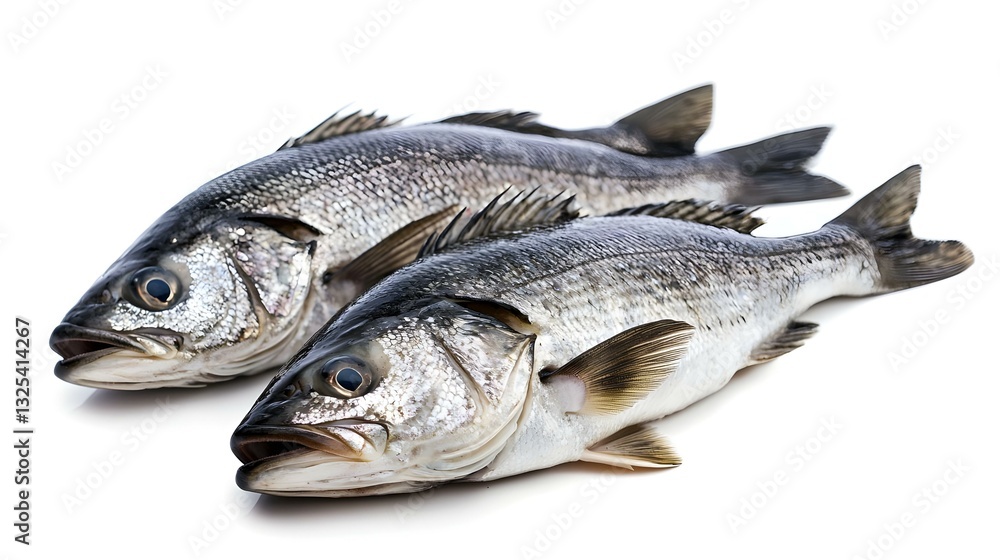 Sea bass school of seabass fish isolated