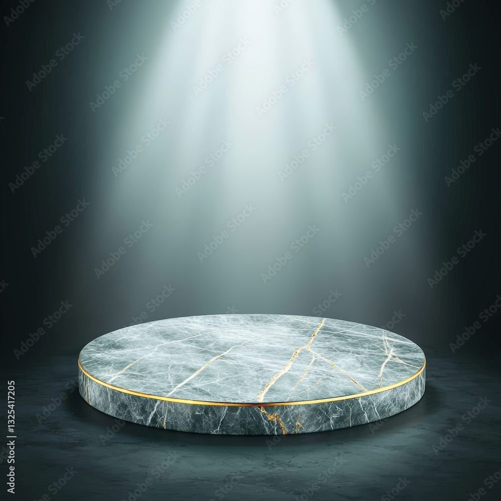 Obraz premium Elegant marble table captured with spotlight showcasing opulent design features and luxurious aesthetics