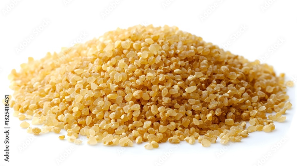 Close up heap of bulgur grains isolated Close up heap of bulgur grains isolated