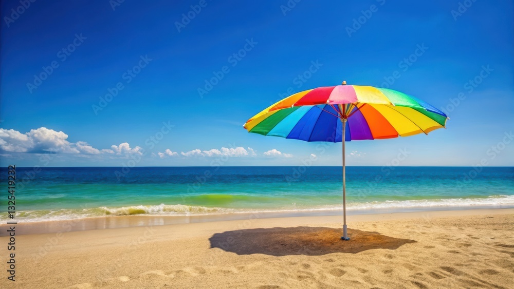 Colorful beach umbrella providing shade on a sunny summer day at the beach , beach, summer, umbrella, shade, colorful, relaxation Colorful beach umbrella providing shade on a sunny summer day at the beach , beach, summer, umbrella, shade, colorful, relaxation