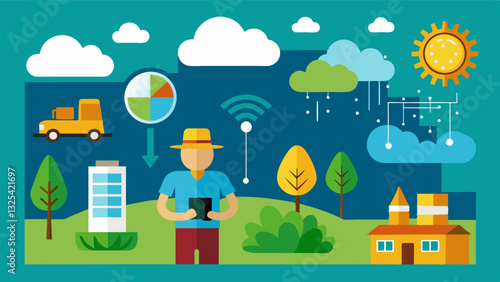 Through the use of precision agriculture techniques farmers can take preventive measures to combat the negative impacts of extreme weather events.. Vector illustration