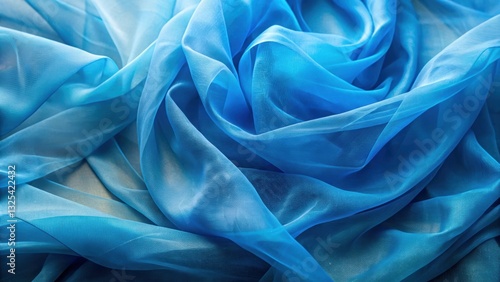 Organza fabric in a stunning blue shade, perfect for elegant and luxurious designs ,  organza, fabric, blue, elegant