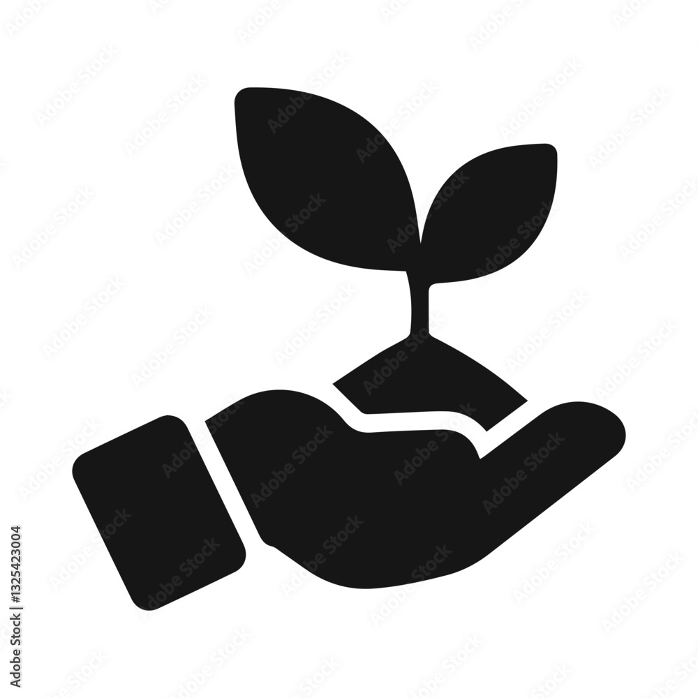 Plant Seeds in Hand Icon Plant Seeds in Hand Icon