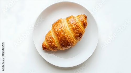 top view scene of a croissant on a plate