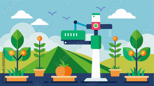 With the help of automated climate control even the most delicate and sensitive crops can thrive in a precise controlled environment resulting in higher yields and better quality. Vector illustration
