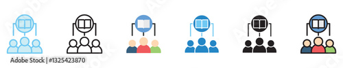 Collaboration multi style icon set. use for modern concept, print, UI, UX kit, web and app development. Vector EPS 10, related to digital education, digital learning