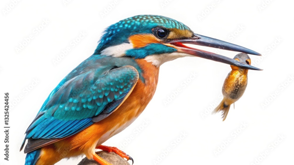 Obraz premium kingfisher eating fish