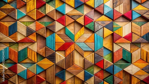 Abstract geometric wooden art made with colorful shapes, abstract, geometric, wooden, art, colorful, shapes, modern