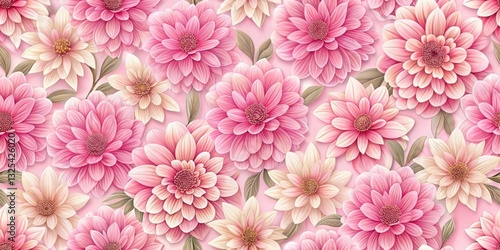 Elegant seamless background with pink flowers in a repeating pattern