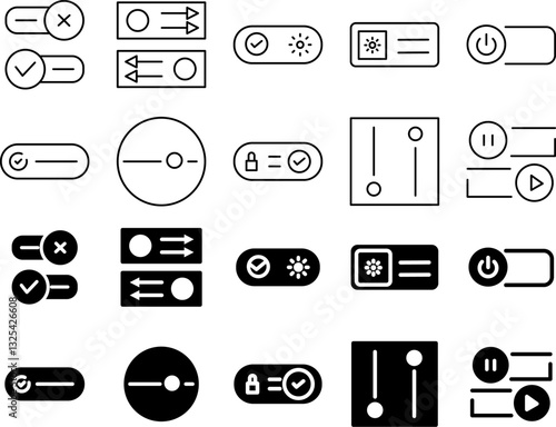 Toggle Icon Set Featuring Switch Buttons