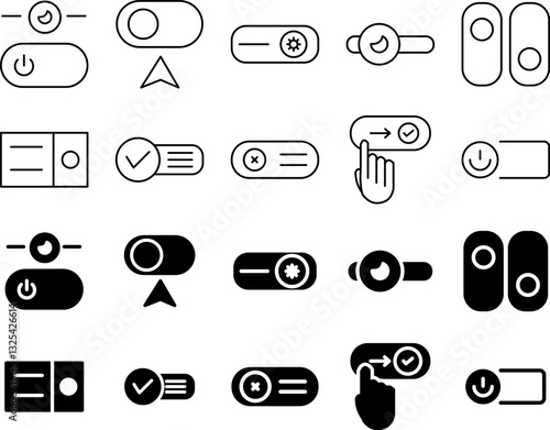 Toggle Icon Set Simple Featuring Switch Buttons