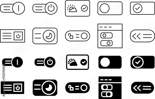 Toggle Icon Set – Minimalist UI UX Design Elements