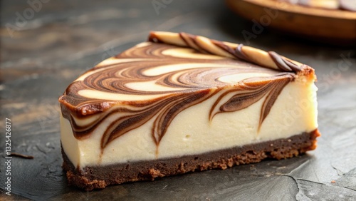 Creamy and decadent piece of chocolate swirl cheesecake , food, dessert, sweet, indulgent, chocolate, swirl, cheesecake