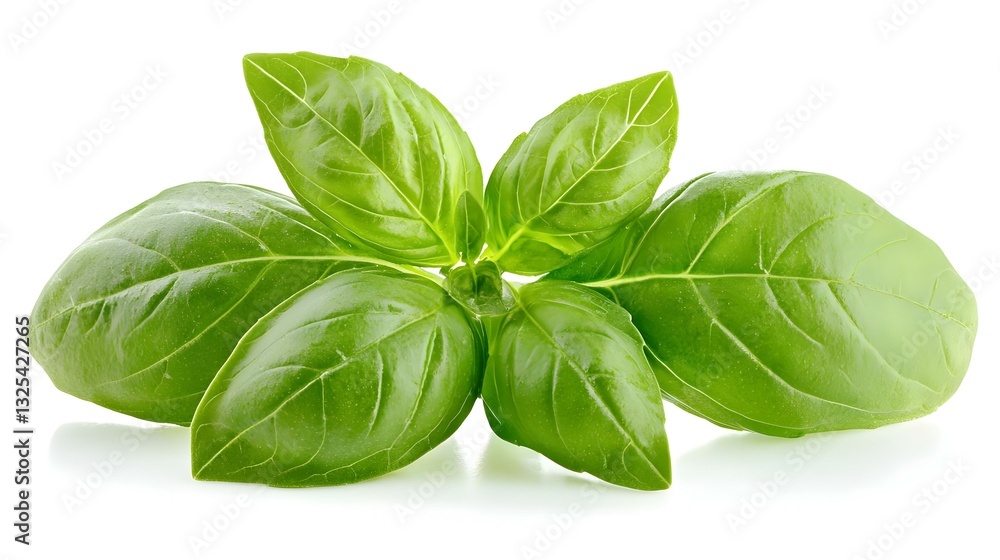 Basil Leaves Isolated on White Background Basil Leaves Isolated on White Background