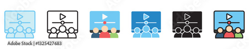 Group multi style icon set. use for modern concept, print, UI, UX kit, web and app development. Vector EPS 10, related to digital education, digital learning