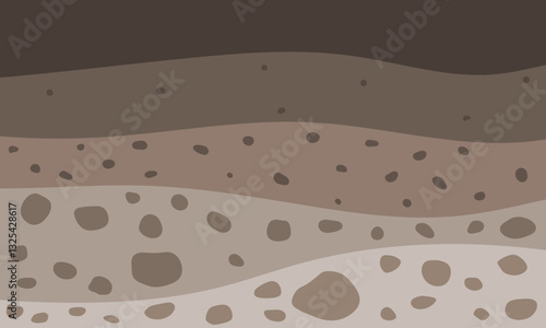 Brown gravels and soils layers. Sedimentary deposition