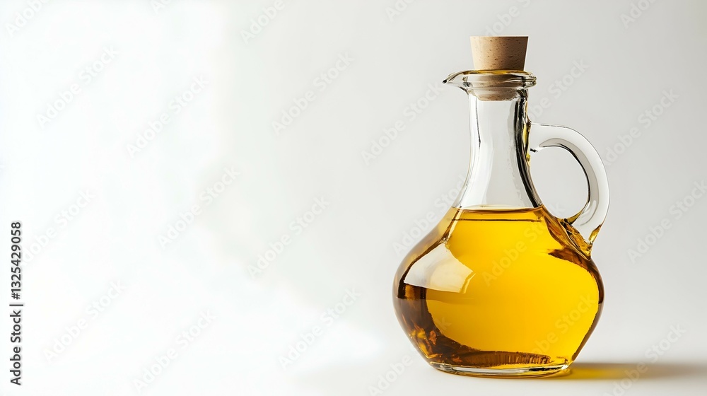 Farm organic vegetable oil in decanter on white Farm organic vegetable oil in decanter on white