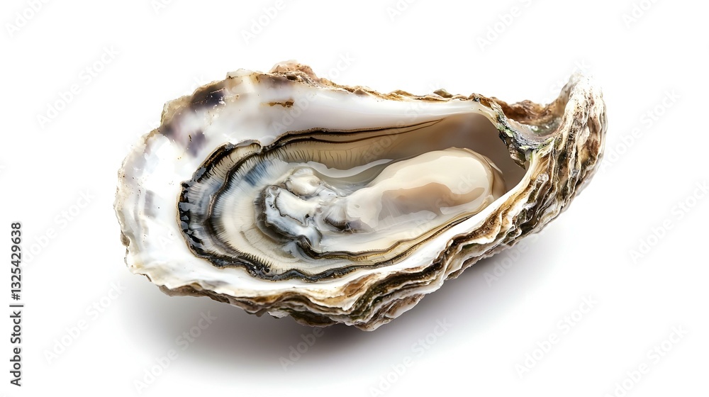Naklejka premium Fresh raw open oyster on white background