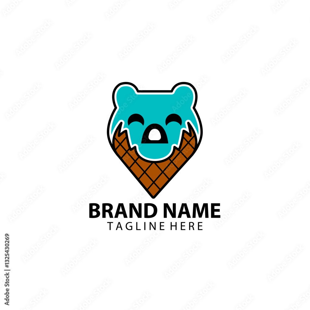 Naklejka premium ice cream fox logo design vector