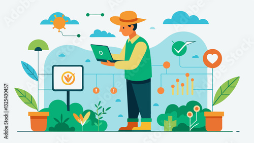With the help of digital field mapping farmers can easily create and update crop rotation plans maximizing soil health and minimizing pest and disease risks.. Vector illustration