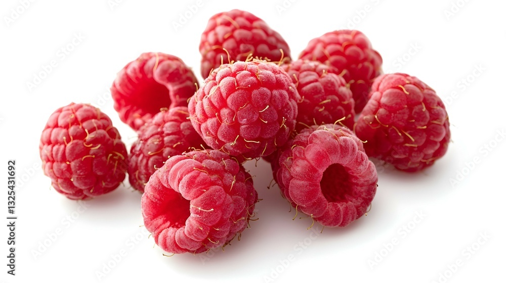 Smashed raspberries isolated on white