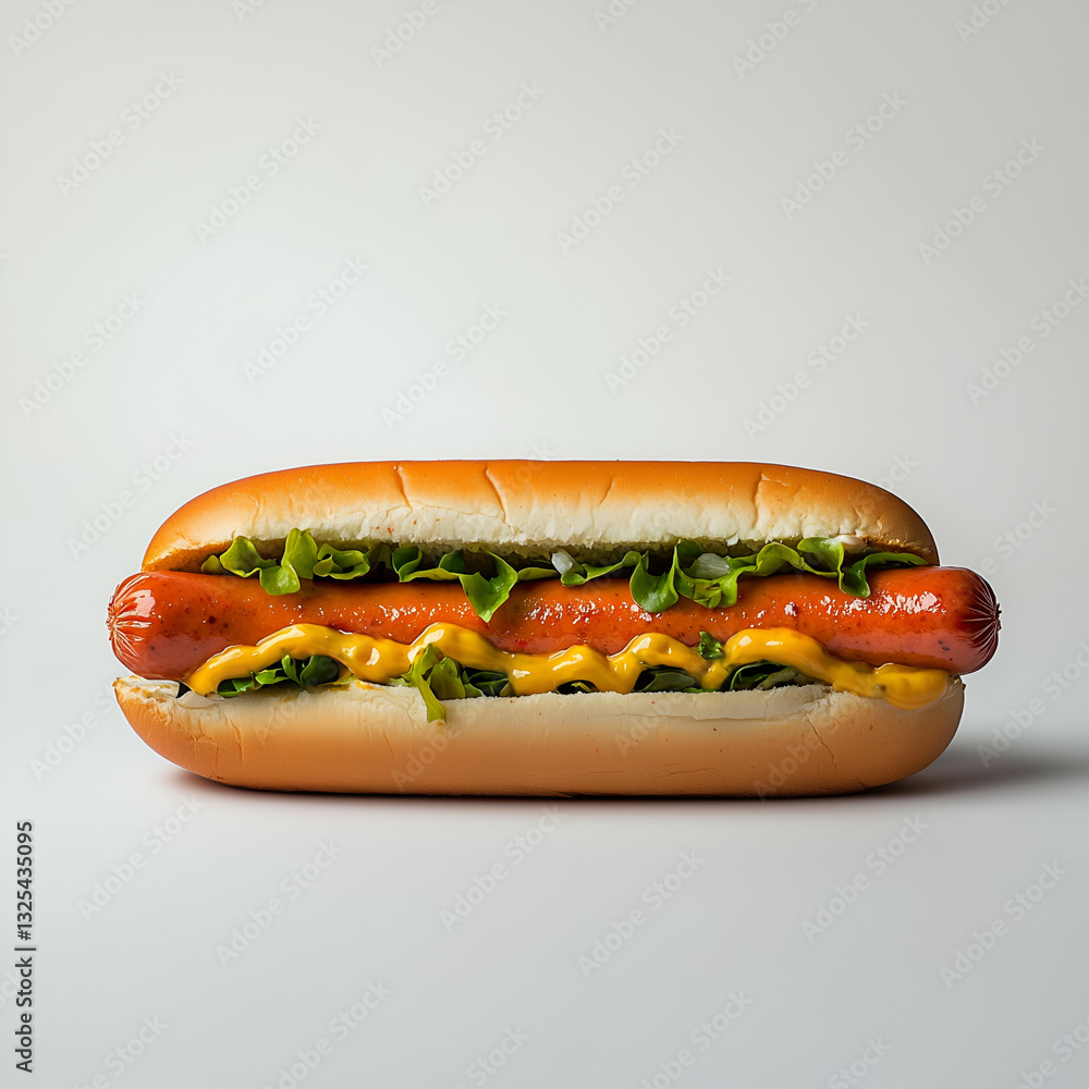 Delicious Hot Dog Sandwich with Cheddar and Condiments: Classic American Fast Food Experience Delicious Hot Dog Sandwich with Cheddar and Condiments: Classic American Fast Food Experience