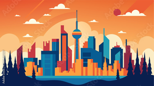The skyline once a source of pride for the city now served as a reminder of the urgent need to address climate change and its connection to pollution.. Vector illustration