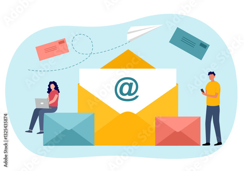 Contact us via email communicate with customer or client. Business information or business contact concept.